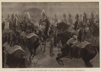 Eine musikalische Reitvorführung der Second Life Guards beim Royal Military Tournament